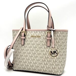 Michael Kors Jet Set Travel Extra-Small Logo Top-Zip Tote Bag Powder Blush Multi